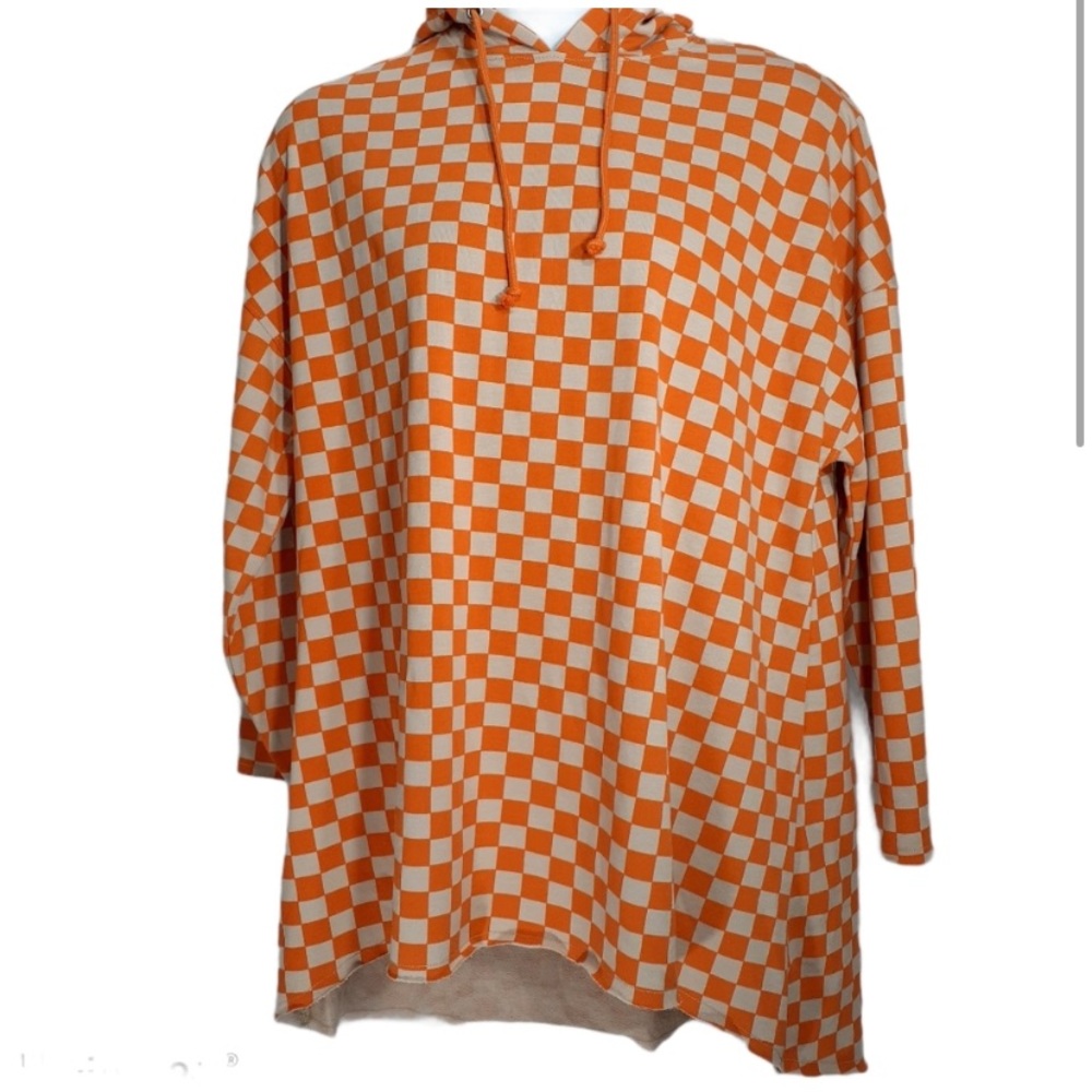 ⭐️Missguided Checkered Hooded Tunic Orange 4